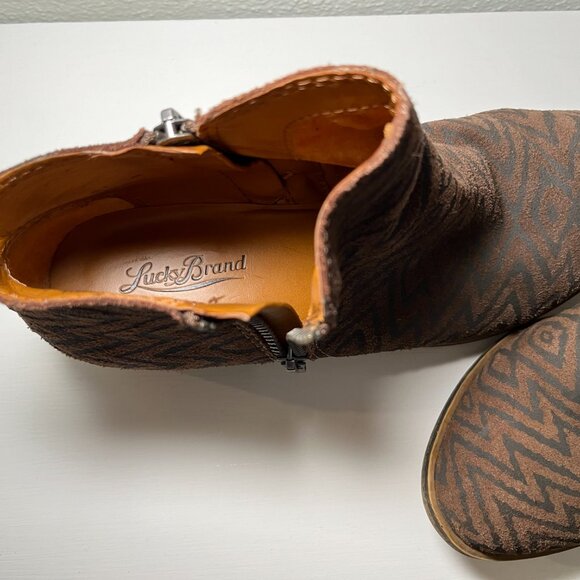 Lucky Brand Basel Booties Womens Size 8.5 Tribal Boho Ankle Boots Leather Suede - Picture 3 of 15